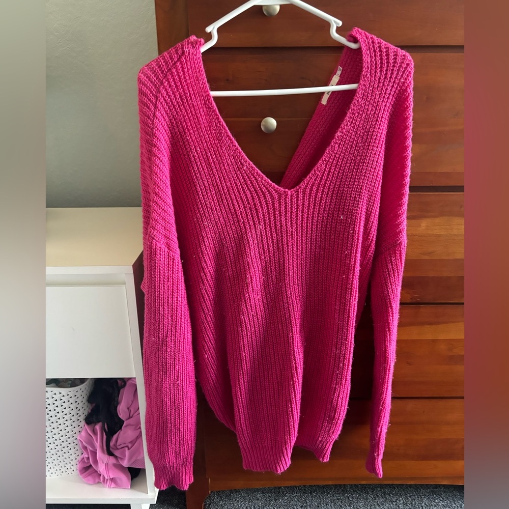 Pink Knit Sweater with twist back